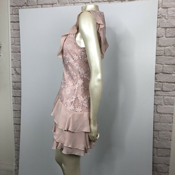 PARKER Gabriel Mini Dress In Pearl Blush Ruffle 6 - Picture 5 of 10
